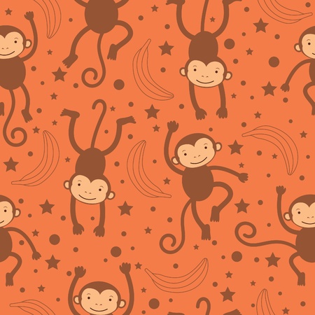 Cute monkeys seamless backgroundのイラスト素材