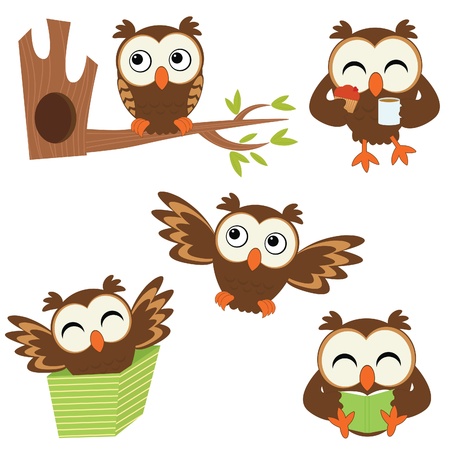 Cute little owlsのイラスト素材