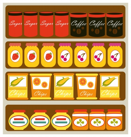 Grocery store shelvesのイラスト素材