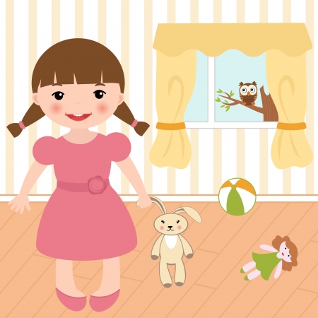 Little girl in a roomのイラスト素材