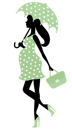 Pregnant lady with umbrellaのイラスト素材