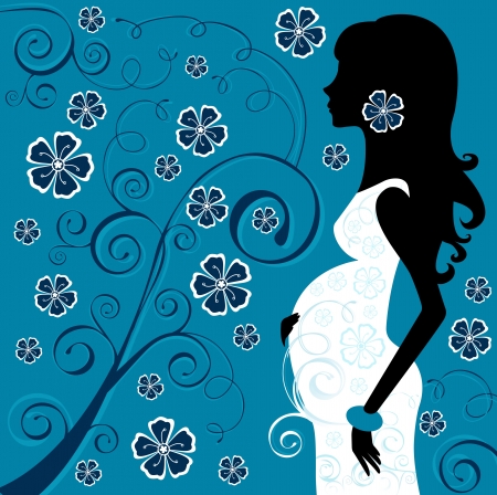 Pregnant beauty in flowersのイラスト素材
