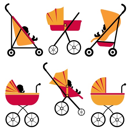 A cute baby strollers setのイラスト素材