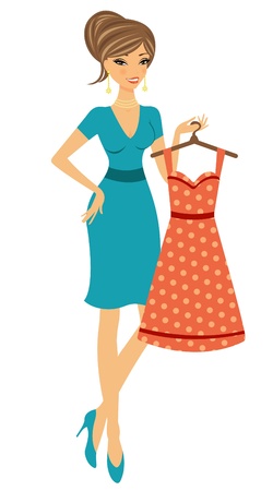 Beautiful woman shopping for dressのイラスト素材