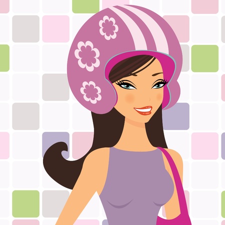 An illustration of a beautiful woman in helmetのイラスト素材