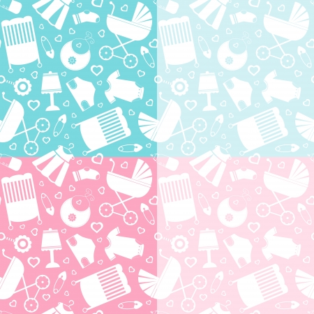 A cute babycare icons patternのイラスト素材