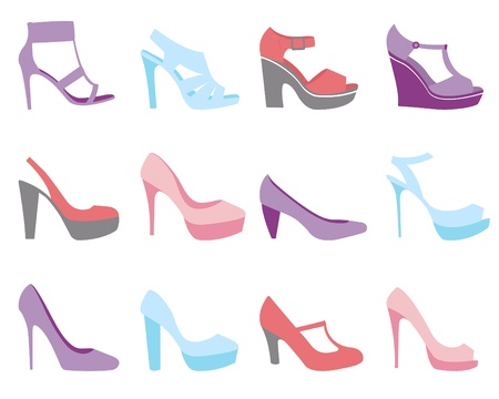A colorful summer shoes fashion collectionのイラスト素材