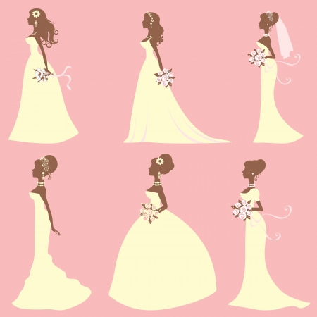 A cute collection of different style bridesのイラスト素材