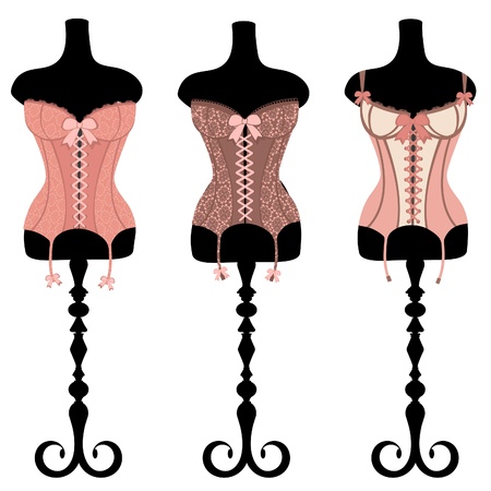 An illustration of three vintage corsetsのイラスト素材