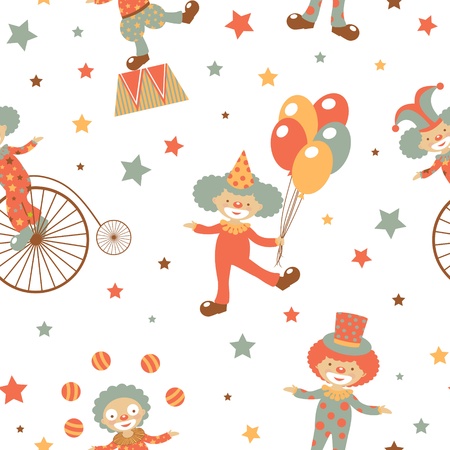 Happy clowns seamless patternのイラスト素材