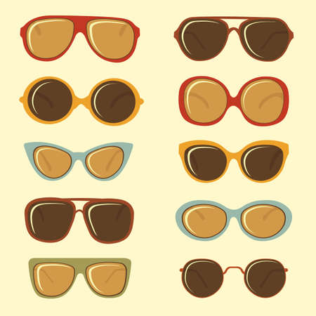 A coll collection of fashionable sunglassesのイラスト素材