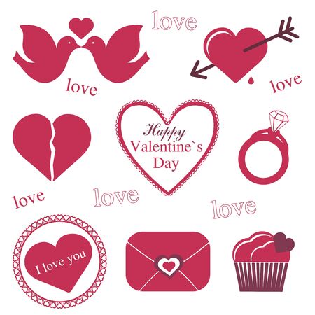 A colorful Valentine`s day icons collectionのイラスト素材