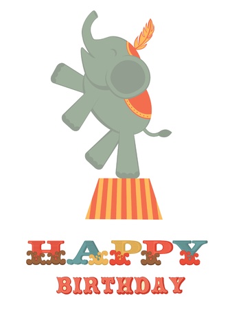 Cute Birthday card with elephantのイラスト素材