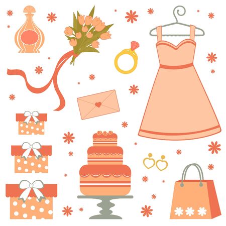 Beautiful bridal shower itemsのイラスト素材