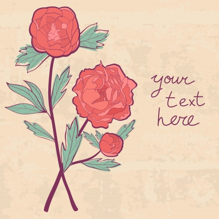 Beautiful peonies background with sample textのイラスト素材