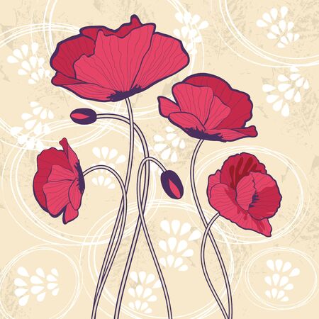 Beautiful card with poppiesのイラスト素材