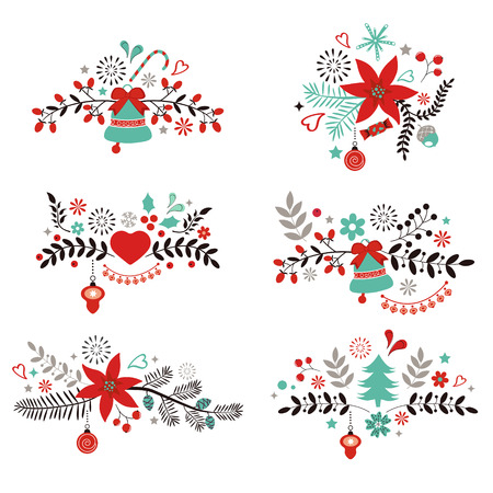 Christmas and New year decorative elements collectionのイラスト素材