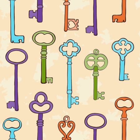 Retro keys colorful seamless pattern. vector illustration.のイラスト素材