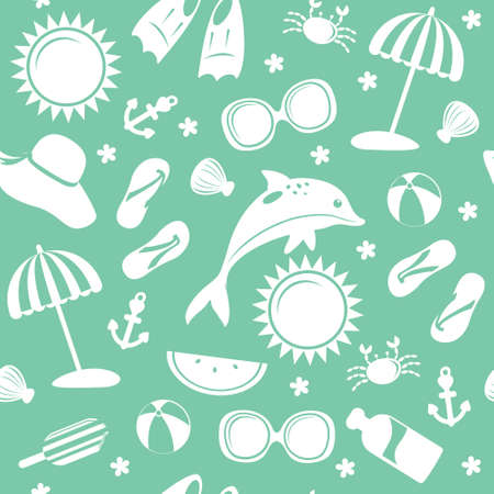 Seamless summer pattern monochrome. vector illustrationのイラスト素材
