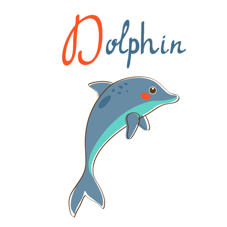 Illustration of D is for dolphin. Vector formatのイラスト素材