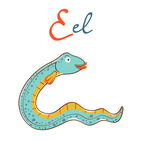 Illustration of E is for Eel. Vector formatのイラスト素材