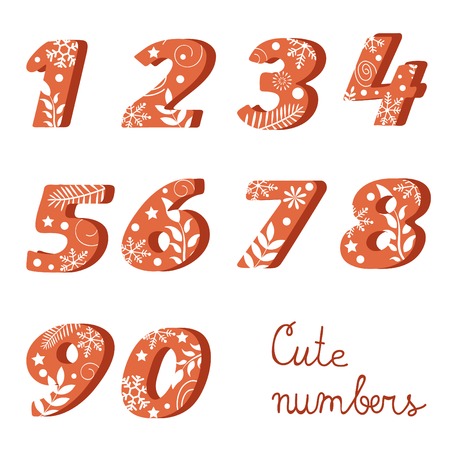 An elegant  colorful numbers collection. vector illustrationのイラスト素材