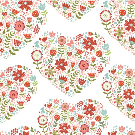 Colorful seamless pattern with hearts. vector illustrationのイラスト素材