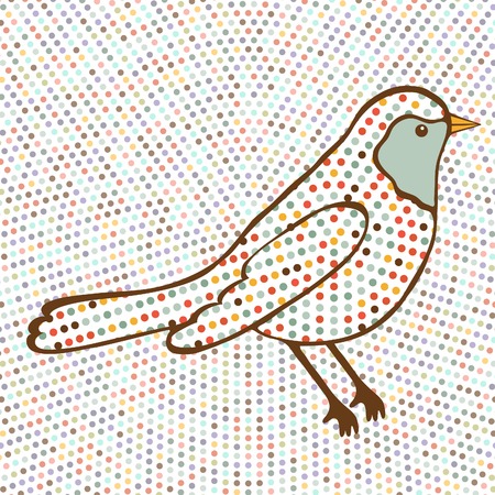 Colorful bird on dotted background. Vector illustrationのイラスト素材