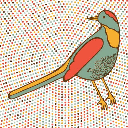 Colorful bird on dotted background. Vector illustrationのイラスト素材
