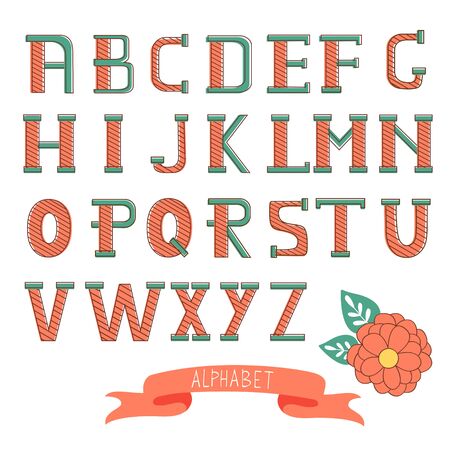 A beautiful font with stripy lettersのイラスト素材