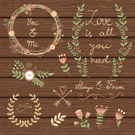 Elegant collection of graphic elements. Ideal for wedding invitations and cards.のイラスト素材