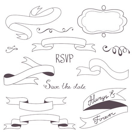 A set of vintage ribbons. vector illustrationのイラスト素材