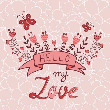 Concept romantic card with elegant floral bannerのイラスト素材