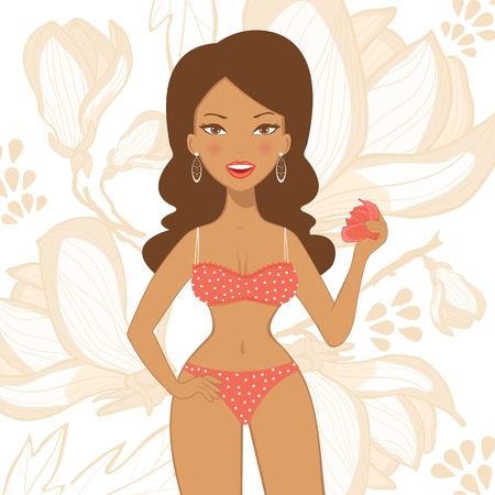 An illustration of sexy beautiful woman in lingerie in vector formatのイラスト素材
