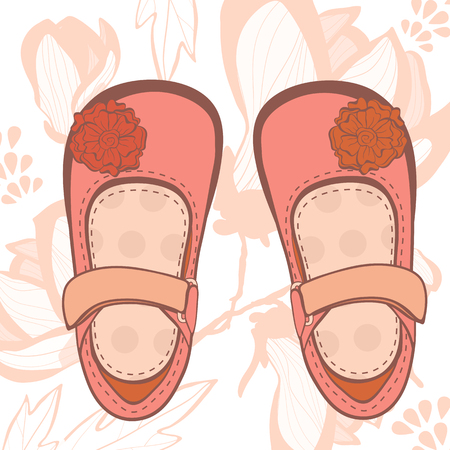 Illustration of beautiful baby girl shoes in vector formatのイラスト素材