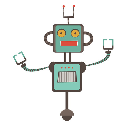 Colorful robot character illustration in vector formatのイラスト素材