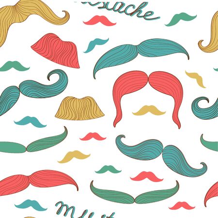 Colorful stylish seamless mustache pattern. Vector illustrationのイラスト素材