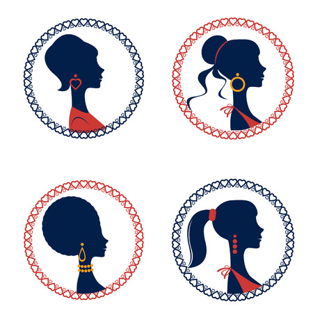 Beautiful  elegant women silhouettes set in vector formatのイラスト素材