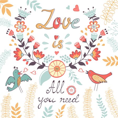 All you need is love.  Cute greeting card. Vector illustrationのイラスト素材