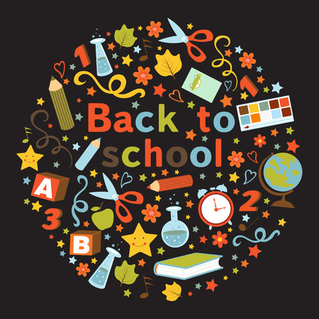 Back to school colorful composition. vector illustrationのイラスト素材
