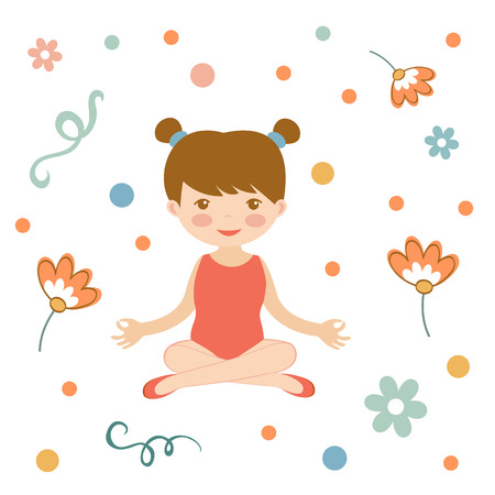 Cute yoga girl illustration in vector formatのイラスト素材