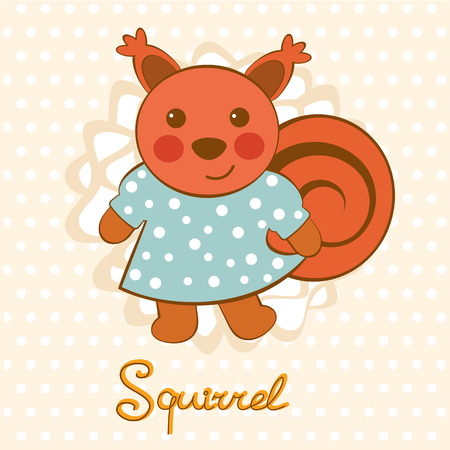 Little squirrel character colorful illustration in vector formatのイラスト素材
