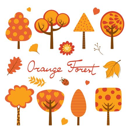 Orange forest colorful collection. Illustration in vector formatのイラスト素材