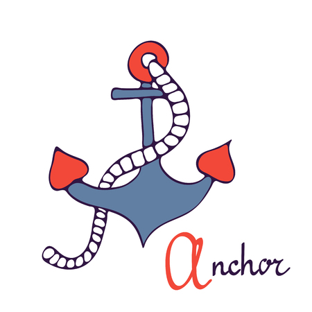 Nautical anchor. A is for Anchor. Illustration in vector formatのイラスト素材