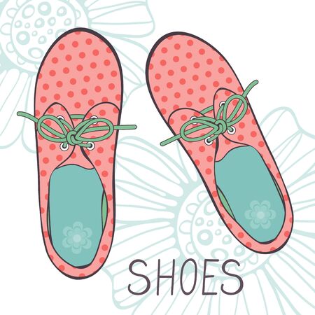 An illustration of fashionable girl shoes in vector formatのイラスト素材