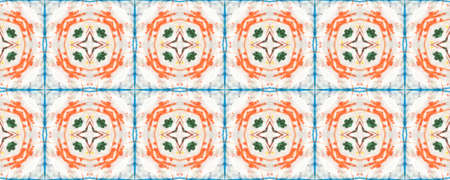 Portuguese Decorative Tiles. Embroidery Caramel Golden Artwork. Portuguese Decorative Tiles Background. Mexican Boho Pattern. Boho Orange Colorful Ornate. Pastelの写真素材