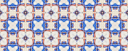 Portuguese Decorative Tiles. Aztec Arabesque Motif. Portuguese Decorative Tiles Background. Muslim Backdrop. Embroidery Carpet. Kilim Turkish Pattern.の写真素材