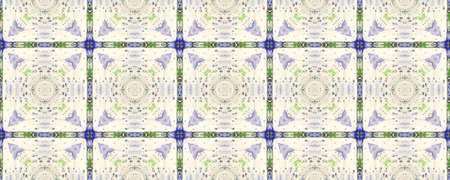 Portuguese Decorative Tiles Background. Arabesque Natural Floral Decor. Marrakesh Green Hawaii Textile. Portuguese Decorative Tiles. Kaleidoscope Design. Colorfulの写真素材