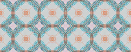 Portuguese Decorative Tiles. Ikat Kaleidoscope Illustration. Portuguese Decorative Tiles Background. Turkish Line Pattern. Oil Watercolor Ikat Decor. Graphicの写真素材