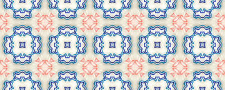 Portuguese Decorative Tiles. Islamic Design. Portuguese Decorative Tiles Background. Faience Patchwork Illustration. Mosaic Style. Orient Arabian Design.の写真素材